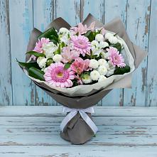 Букет цветов из:  Герберы, Альстромерии и Хризантемы в Нововеличковской