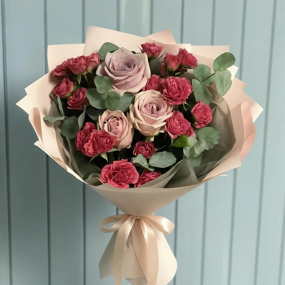 Букет цветов из: Гвоздики и Розы в Нововеличковской