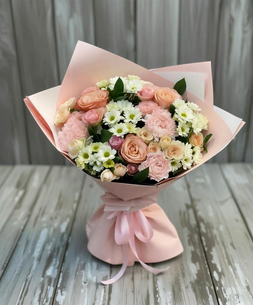 Букет цветов из: Гвоздики, Розы и Хризантемы в Нововеличковской