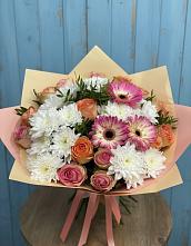 Букет цветов из:  Розы, Герберы и Хризантемы #REPLACE_PRED# Нововеличковской