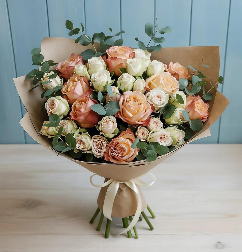 Букет цветов из: Альстромерии и Розы в Нововеличковской