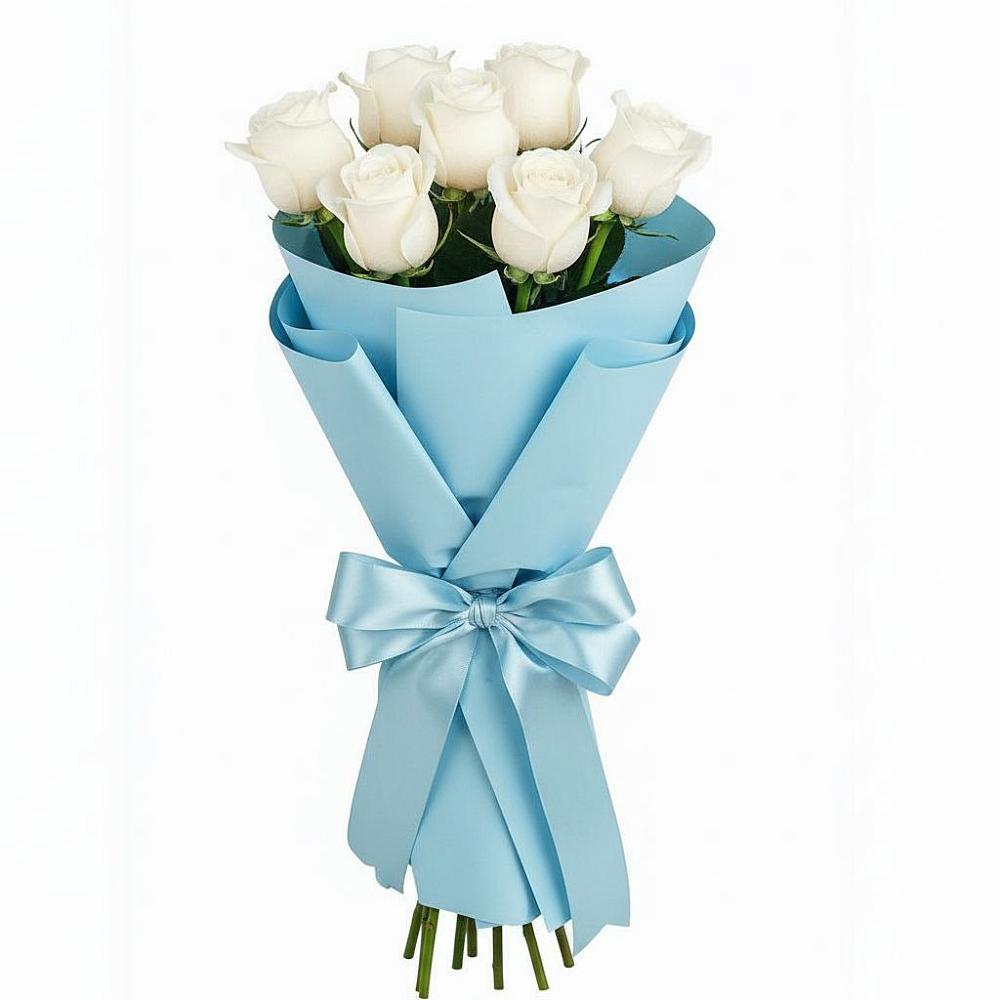 Букет 7 белых роз Проуд в Нововеличковской