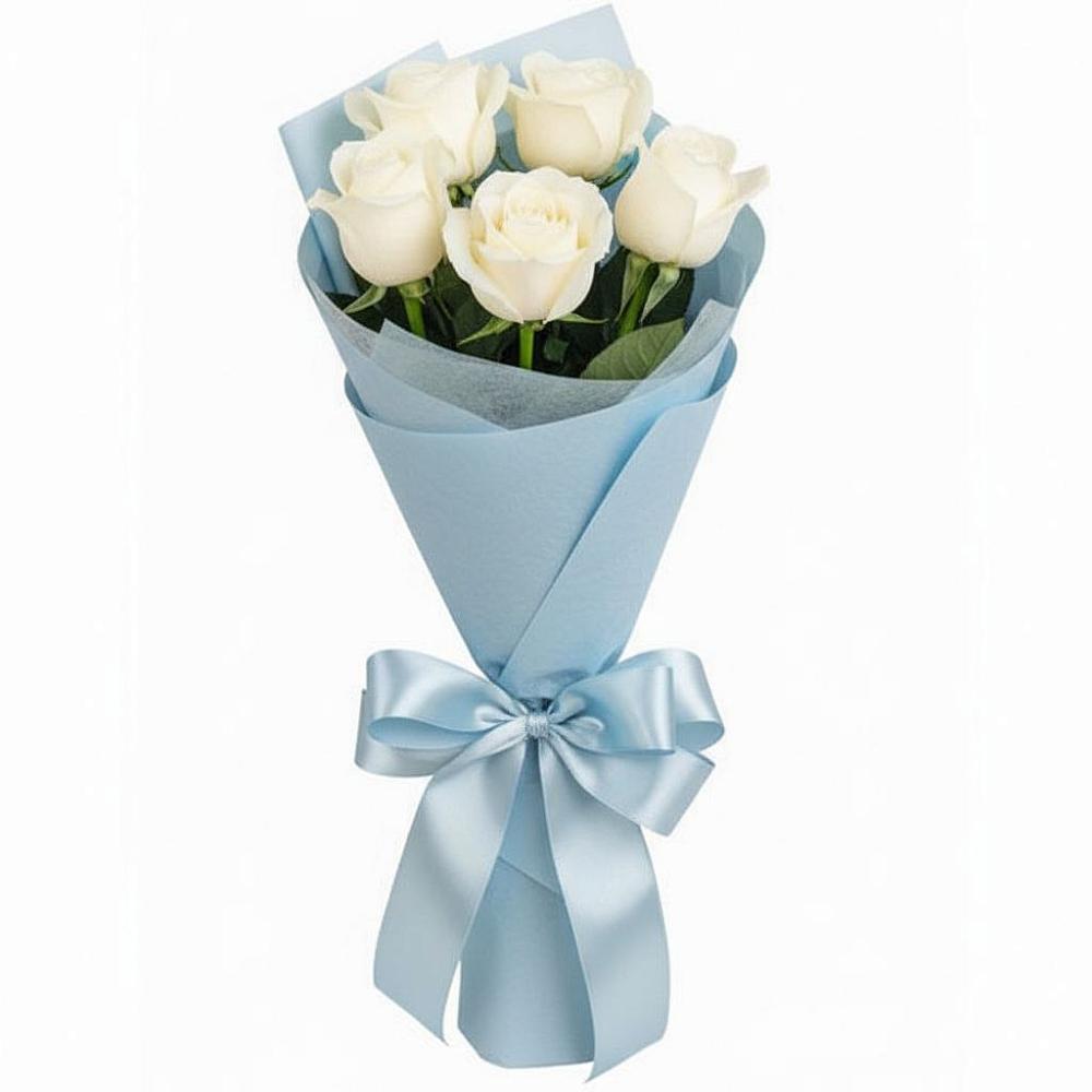 Букет 5 Белых роз Проуд в Нововеличковской