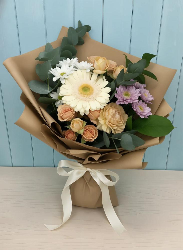 Букет цветов из: Герберы и Хризантемы в Нововеличковской