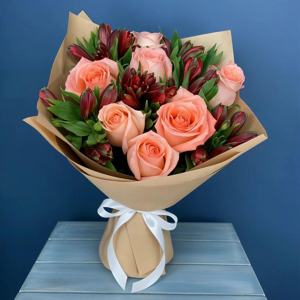 Букет цветов из: Розы и Альстромерии в Нововеличковской