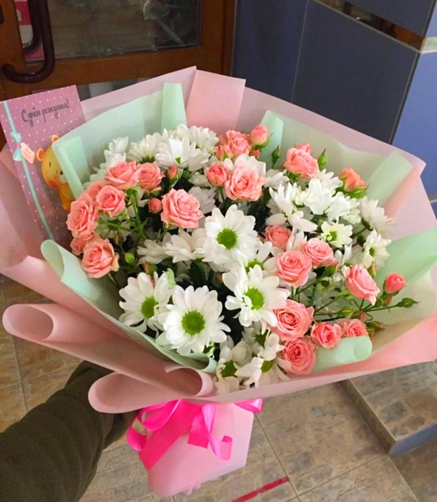 Букет цветов из: Розы и Хризантемы в Нововеличковской