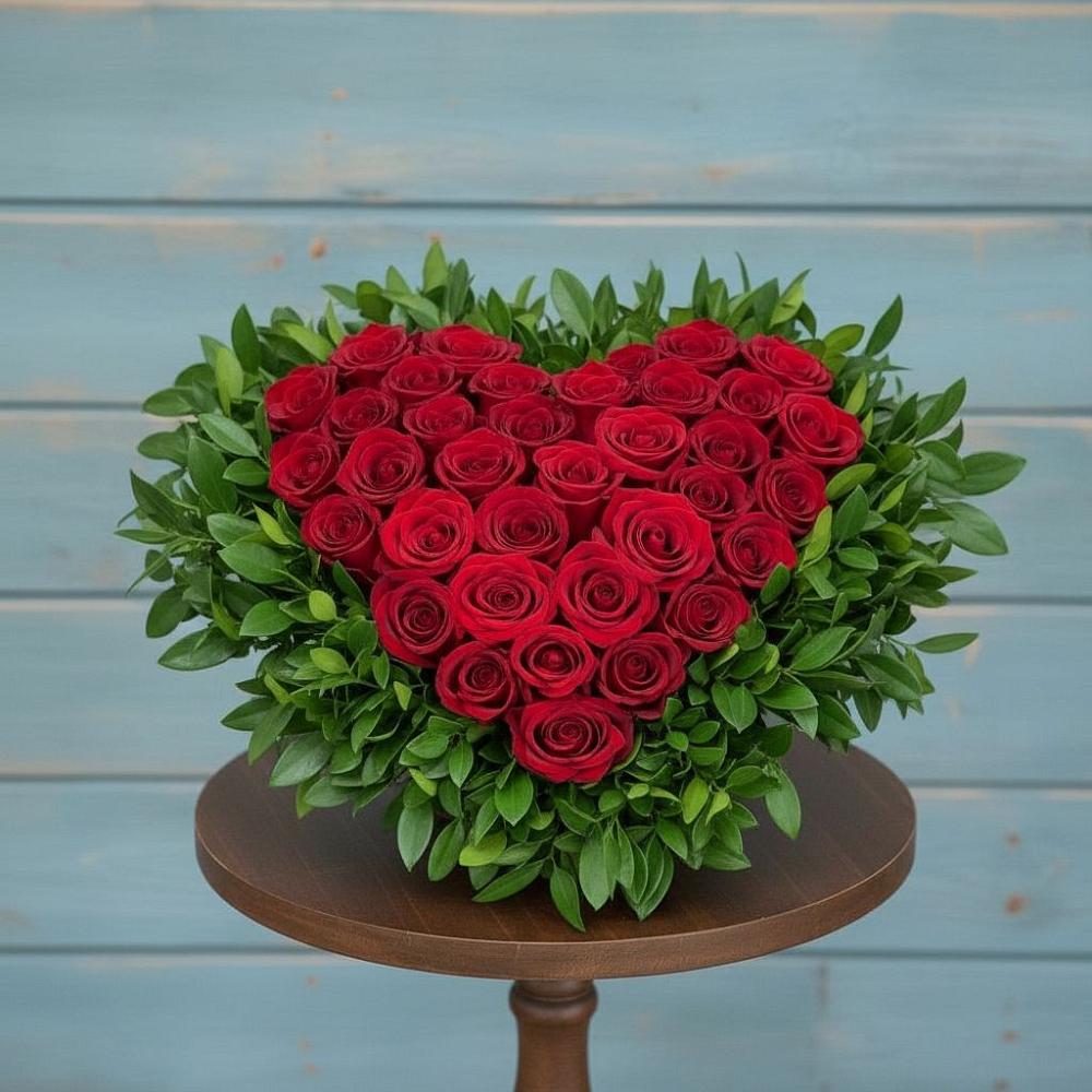 Цветочная композиция из Розы в виде сердца в Нововеличковской