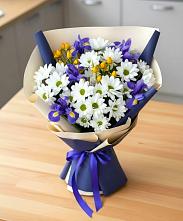 Букет цветов из:  Розы, Ирисы и Хризантемы #REPLACE_PRED# Нововеличковской