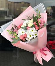 Букет цветов из:  Розы, Лизиантусы и Хризантемы в Нововеличковской