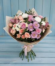 Букет цветов из:  Хризантемы, Розы и Альстромерии в Нововеличковской