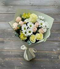 Букет цветов из:  Альстромерии, Розы и Хризантемы в Нововеличковской