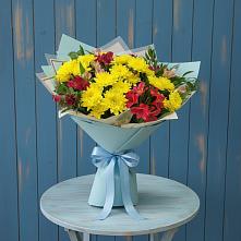 Букет цветов из:  Альстромерии и Хризантемы в Нововеличковской