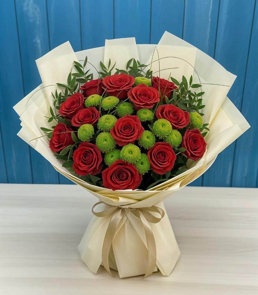 Букет цветов из: Розы и Хризантемы в Нововеличковской